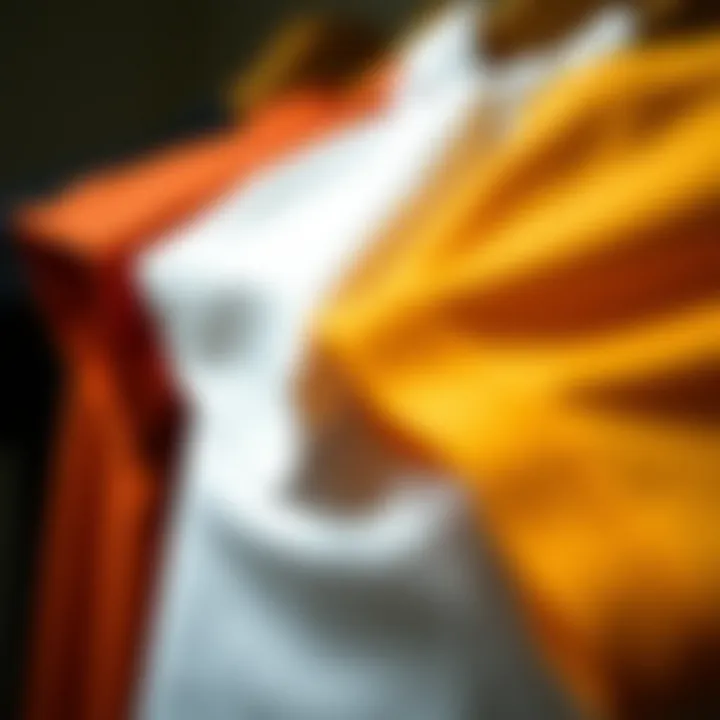 Close-up of different fabric textures used in contemporary t-shirt designs