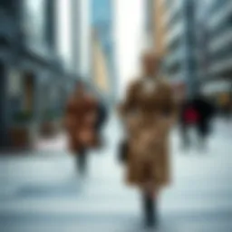 Elegant trench coat in an urban setting