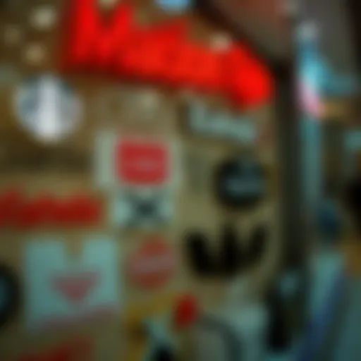 Artistic representation of fashion logos in a creative layout