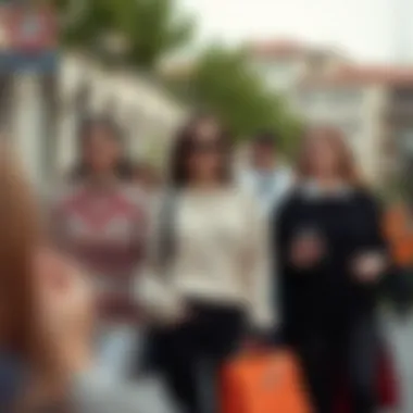 Fashionable Sweater Styles in Everyday Life An outdoor scene featuring individuals wearing fashionable sweaters in a casual setting.