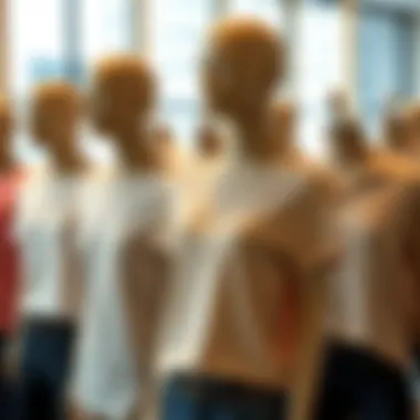 Fashionable t-shirt styles showcased on elegant mannequins