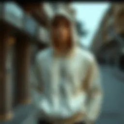 Stylish zip-up hoodie in urban setting