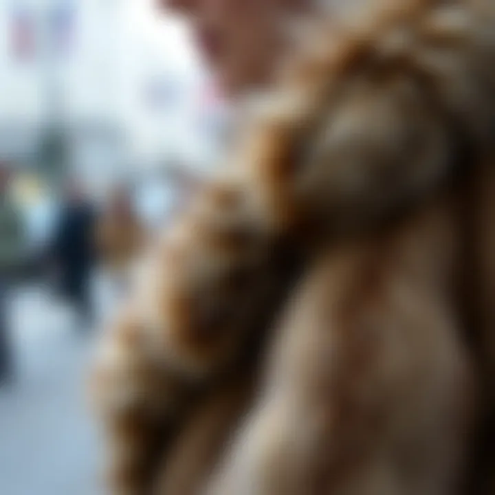 Close-up of luxurious fur details on a coat