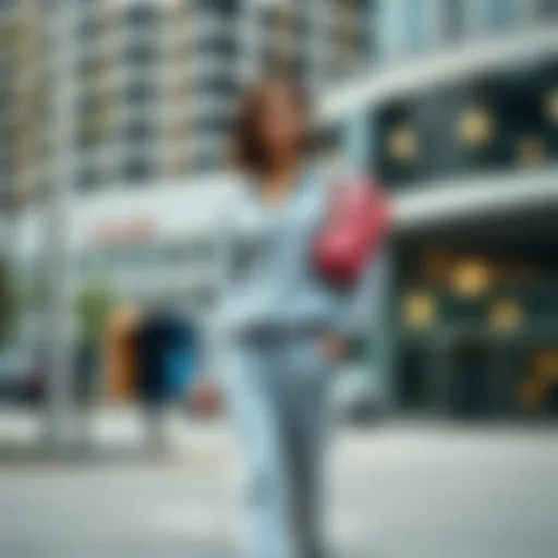 Stylish gray tracksuit on a modern urban backdrop