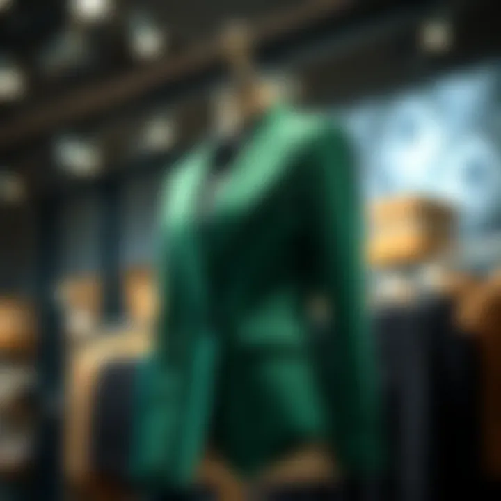 Trendy green blazer displayed on a fashion mannequin