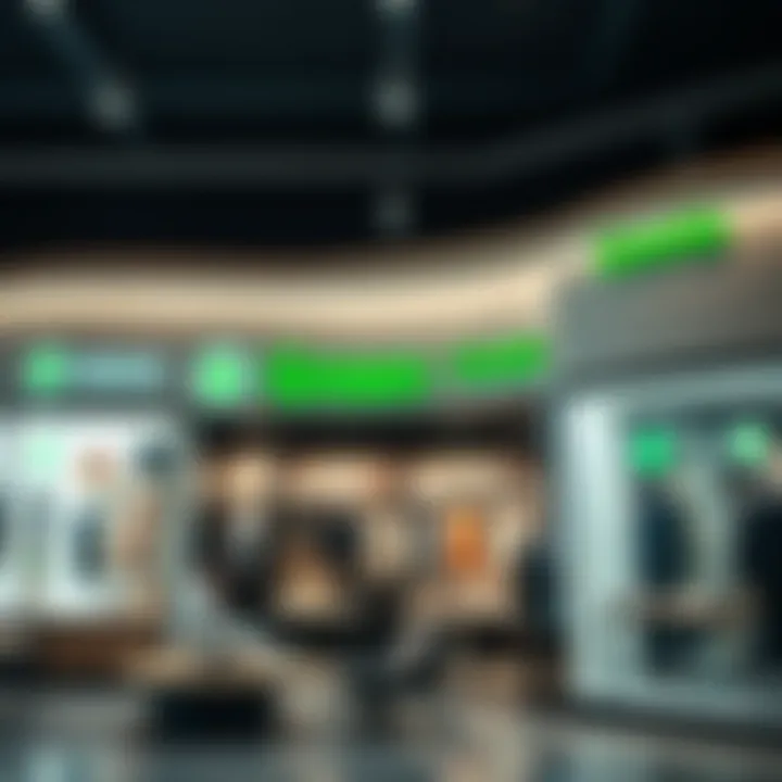 A modern boutique featuring green logo brands