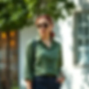 Casual outfit featuring a green shirt