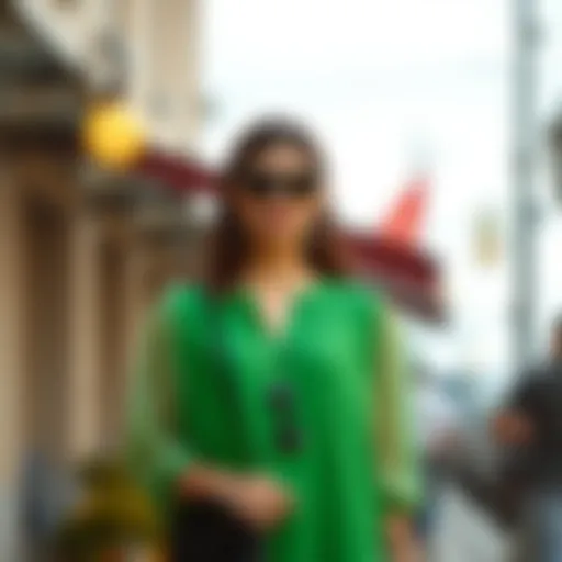 Elegant green tunic paired with stylish accessories