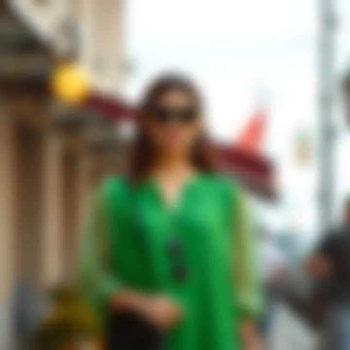 Elegant green tunic paired with stylish accessories