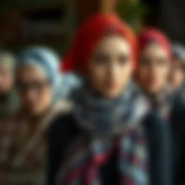 Diverse Headscarf Styles A variety of scarf styles showcasing different textures and colors