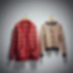 Stylish knitted cardigan set displayed on a minimalist background