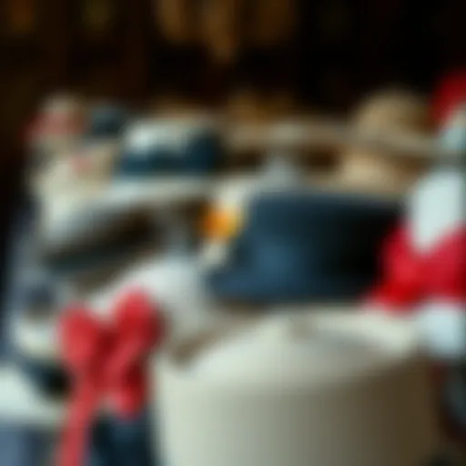 Elegant historical hats displayed elegantly