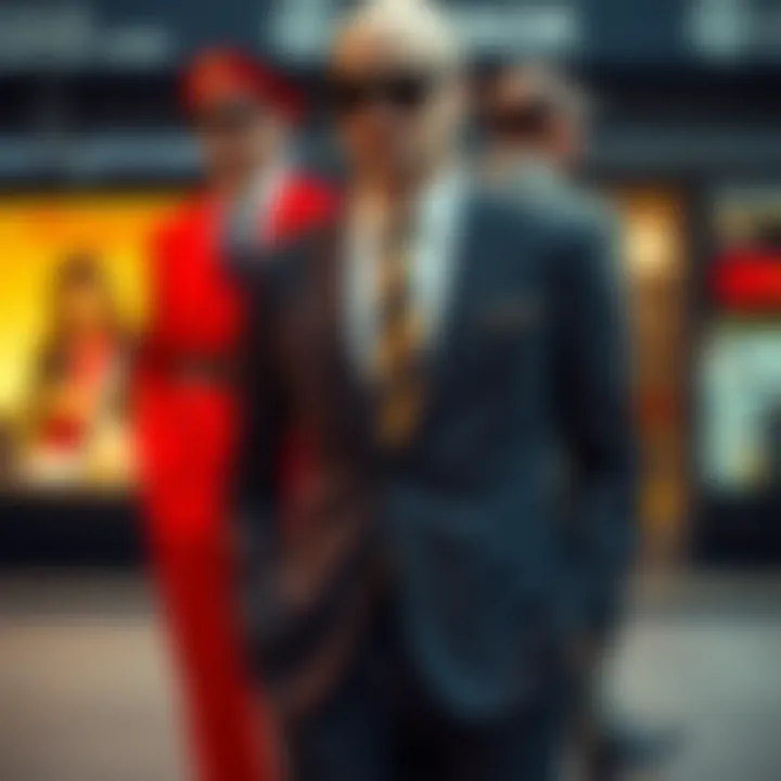 A collage of iconic suit designs from renowned brands