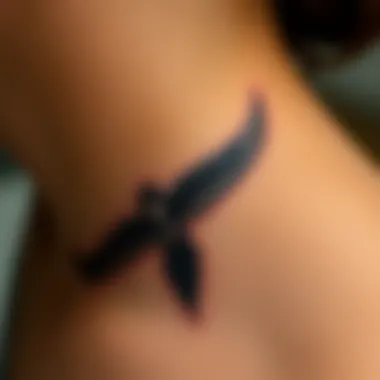 A close-up of intricate details in a minimal tattoo.