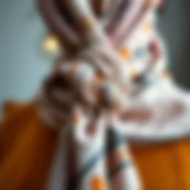 Intricate Scarf Knotting Techniques A close-up of intricate scarf knotting techniques.