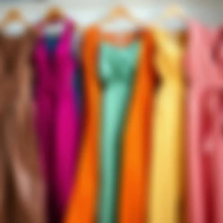 A collection of silk jumpsuits in various colors