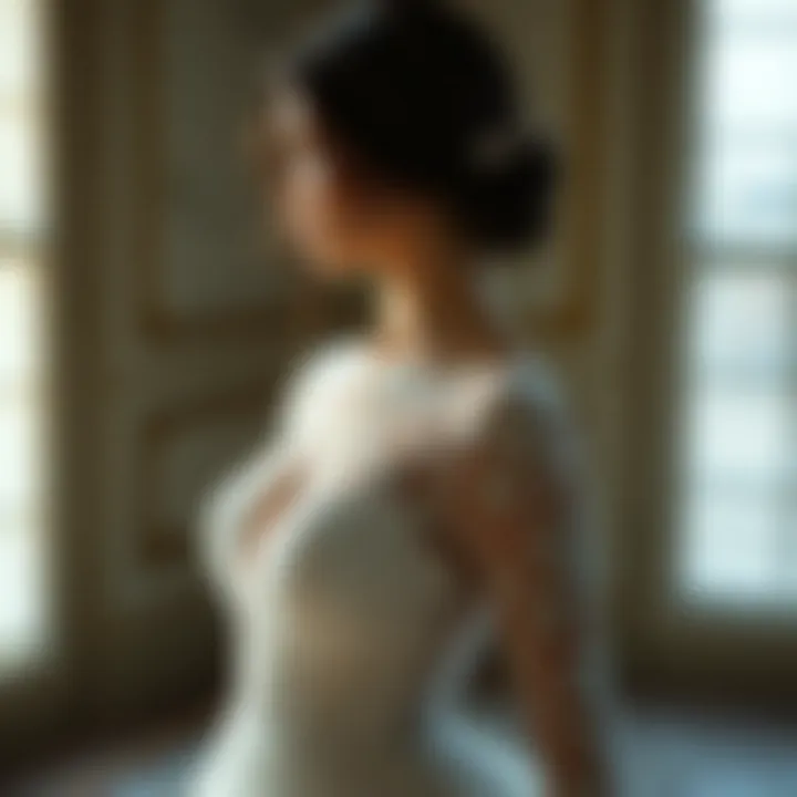 Elegant engagement dress showcasing intricate lace details