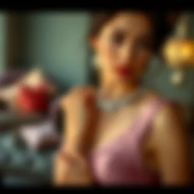 Stylish accessories complementing an engagement dress