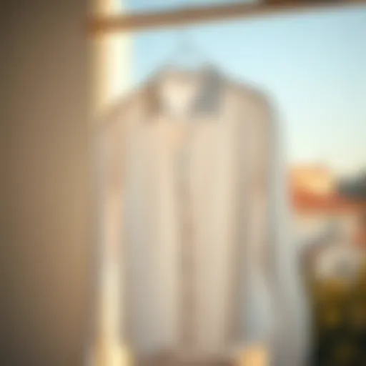 A timeless white shirt hanging elegantly on a hanger