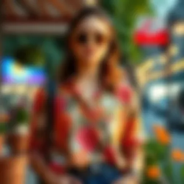 Floral boyfriend shirt paired with accessories for a trendy look