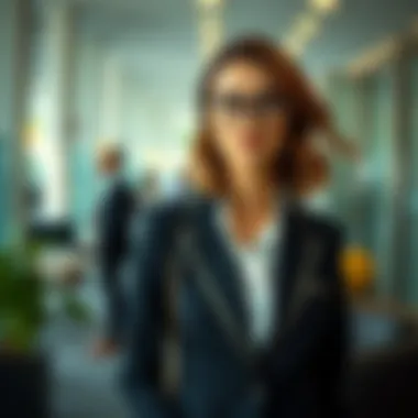 Stylish office outfit featuring a skirt suit