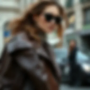 Fashionable layering with a brown leather jacket