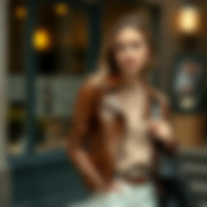 Elegant brown leather jacket styled with a casual outfit