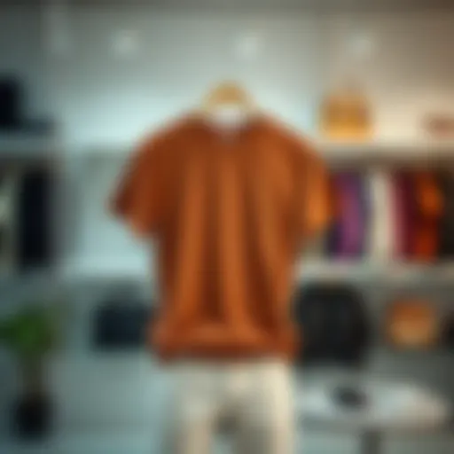 Stylish brown t-shirt on a modern outfit display
