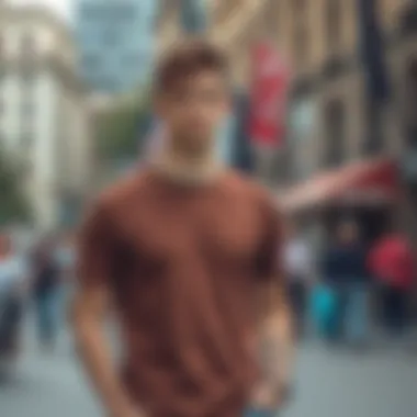 Urban Casual Look with a Brown T-shirt Casual brown t-shirt worn in an urban setting