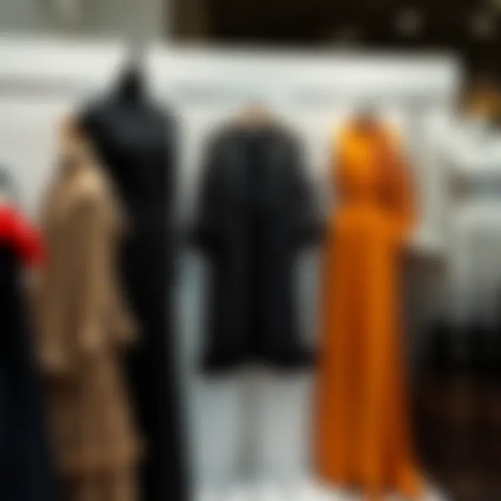 Diverse styles of closed dresses on display