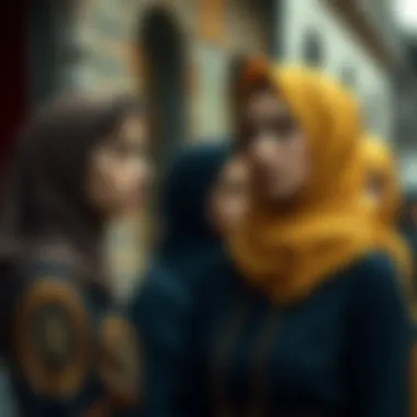 The Historical Journey of Modest Attire Historical evolution of modest attire displayed creatively