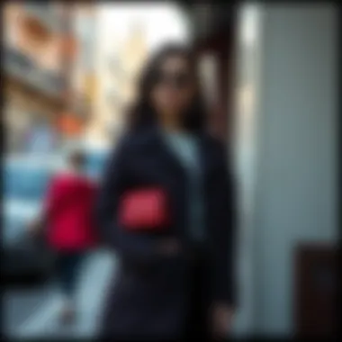 Stylish outfit featuring a quilted coat with accessories