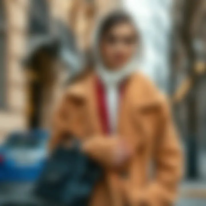 Fashionable outfit pairing with a long coat