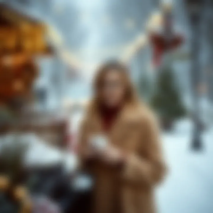 A cozy winter scene featuring a long coat