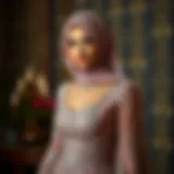 Elegant evening gown showcasing traditional hijab fashion