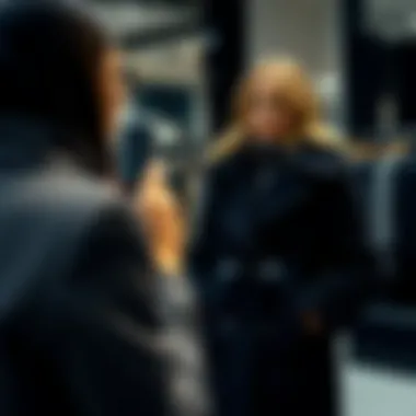 Personal Experience with Kayra Coat at Boutique Customer trying on a Kayra coat in a boutique