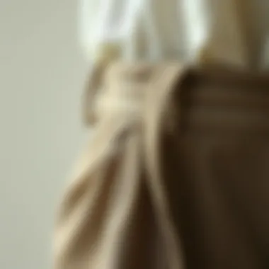 Detail view of the waistband and fabric texture