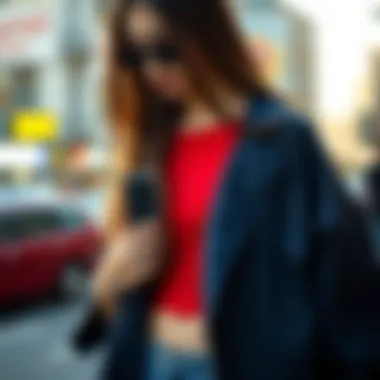 Stylish Casual Look with Red Crop Top Striking red crop top styled for a casual outing
