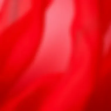 Close-up of luxurious chiffon fabric in vibrant red