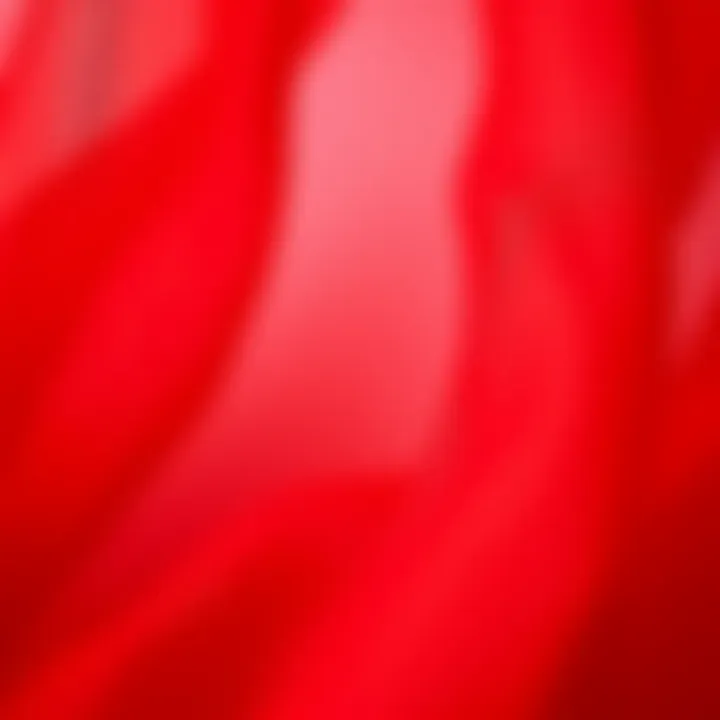 Close-up of luxurious chiffon fabric in vibrant red
