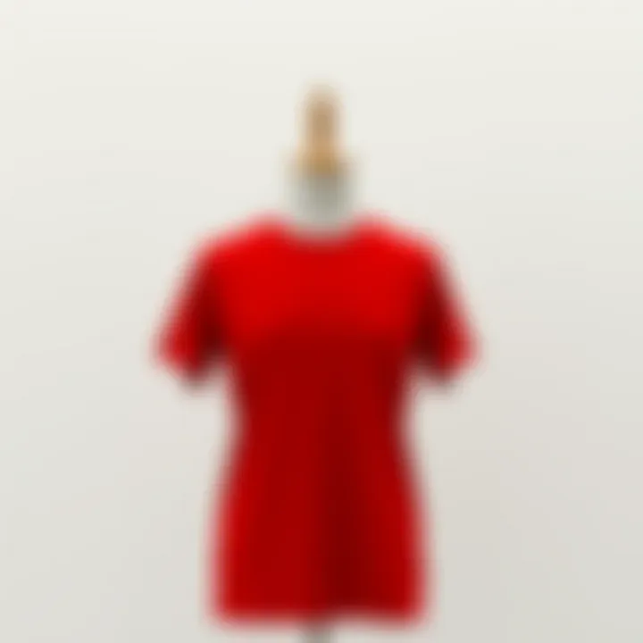 Classic red t-shirt displayed against a minimalist background