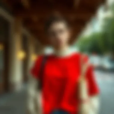 Stylish outfit combinations featuring a red t-shirt