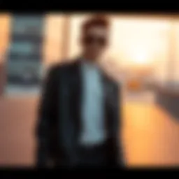 Stylish short jacket on a modern urban backdrop