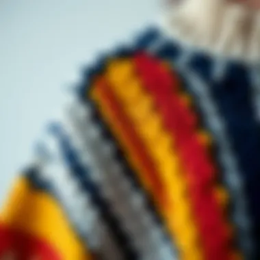 Intricate Designs of Knit Sweaters A close-up of a knit sweater highlighting the intricate designs and color combinations.