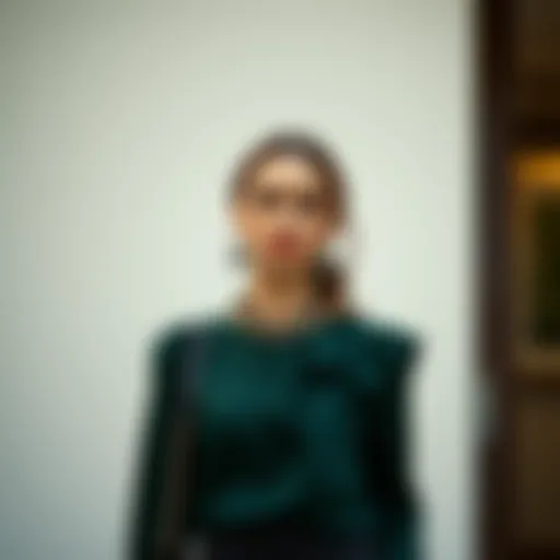 Elegant dark green blouse styled with accessories