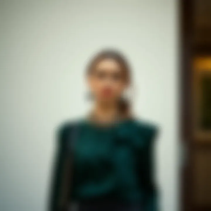 Stylish Dark Green Blouse with Accessories Elegant dark green blouse styled with accessories