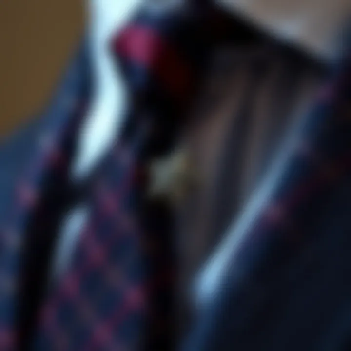 Detailed view of a stylish tie pin on a tie