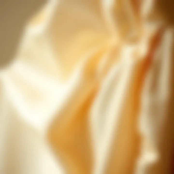 A close-up of sustainable fabrics used in modern evening dresses.