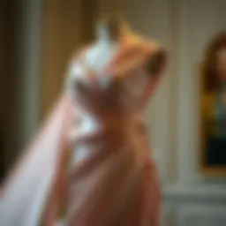 Elegant fabric dress draping on mannequin