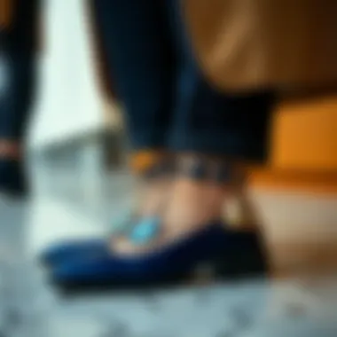 Trendy accessories complementing navy blue shoes in a fashion setup